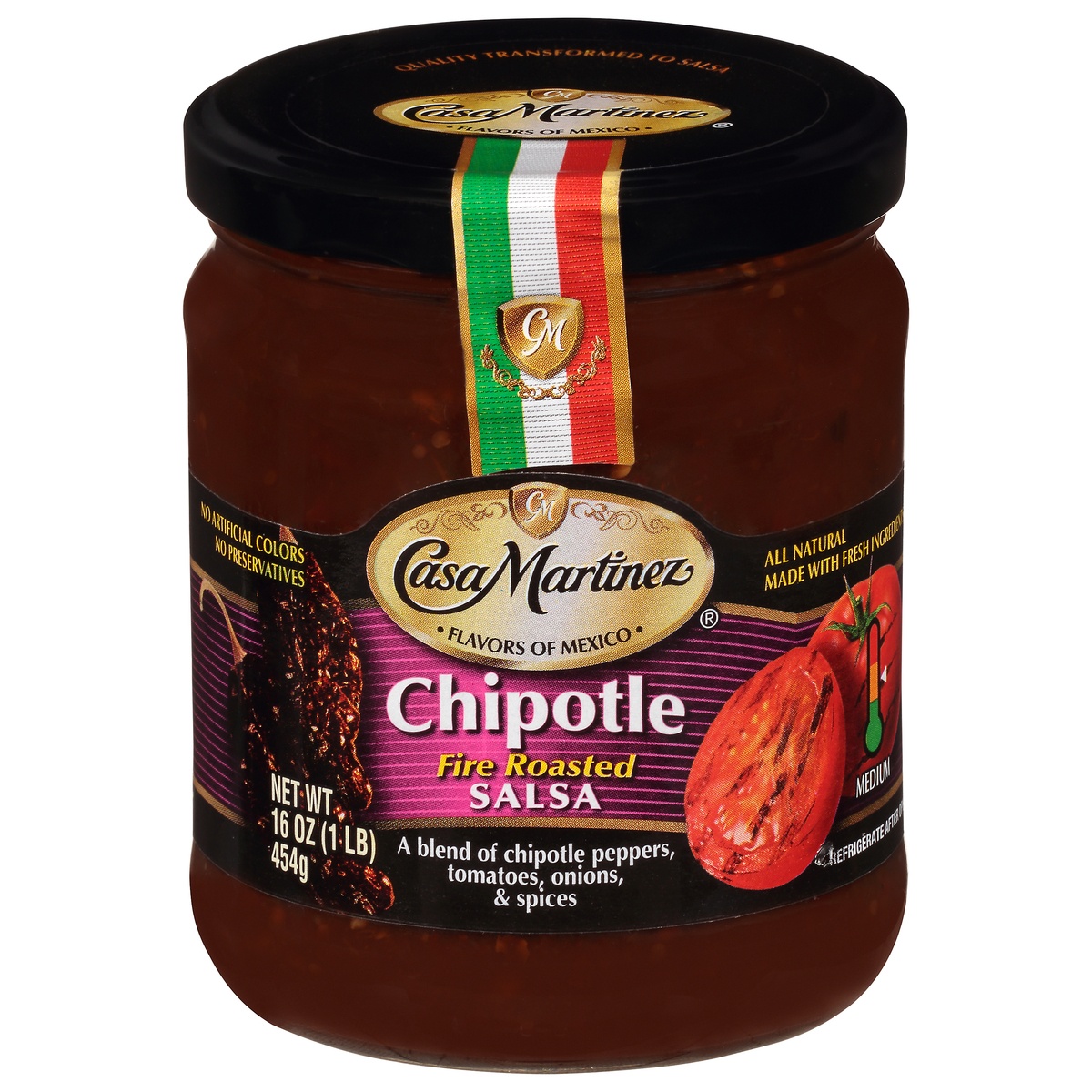 slide 1 of 1, Casa Martinez Gourmet Salsa, Chipotle Fire Roasted, 16 oz