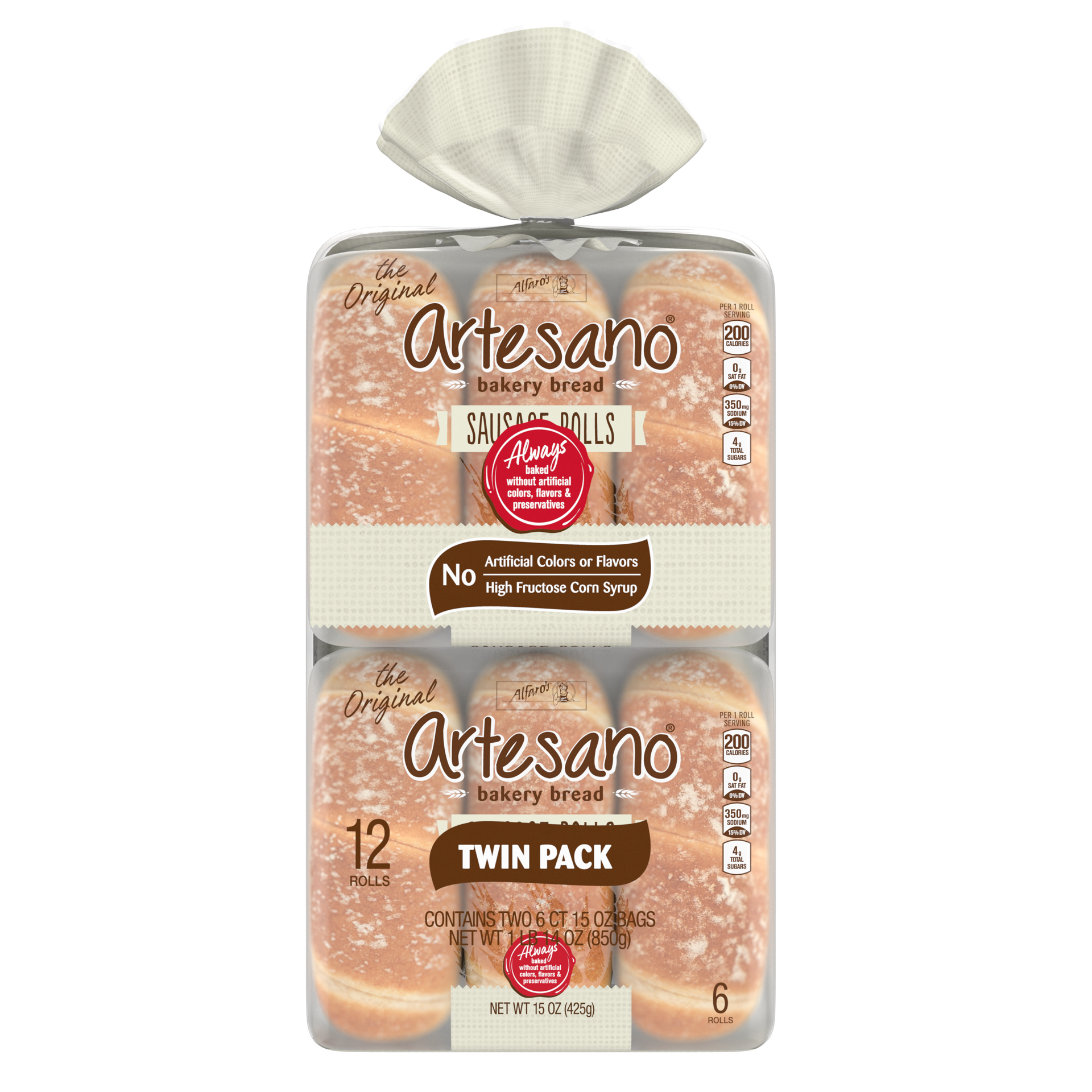 slide 1 of 1, Alfaro's Artesano Bakery Sausage Rolls Twin Pack, 12 ct, 30 oz, 12 ct