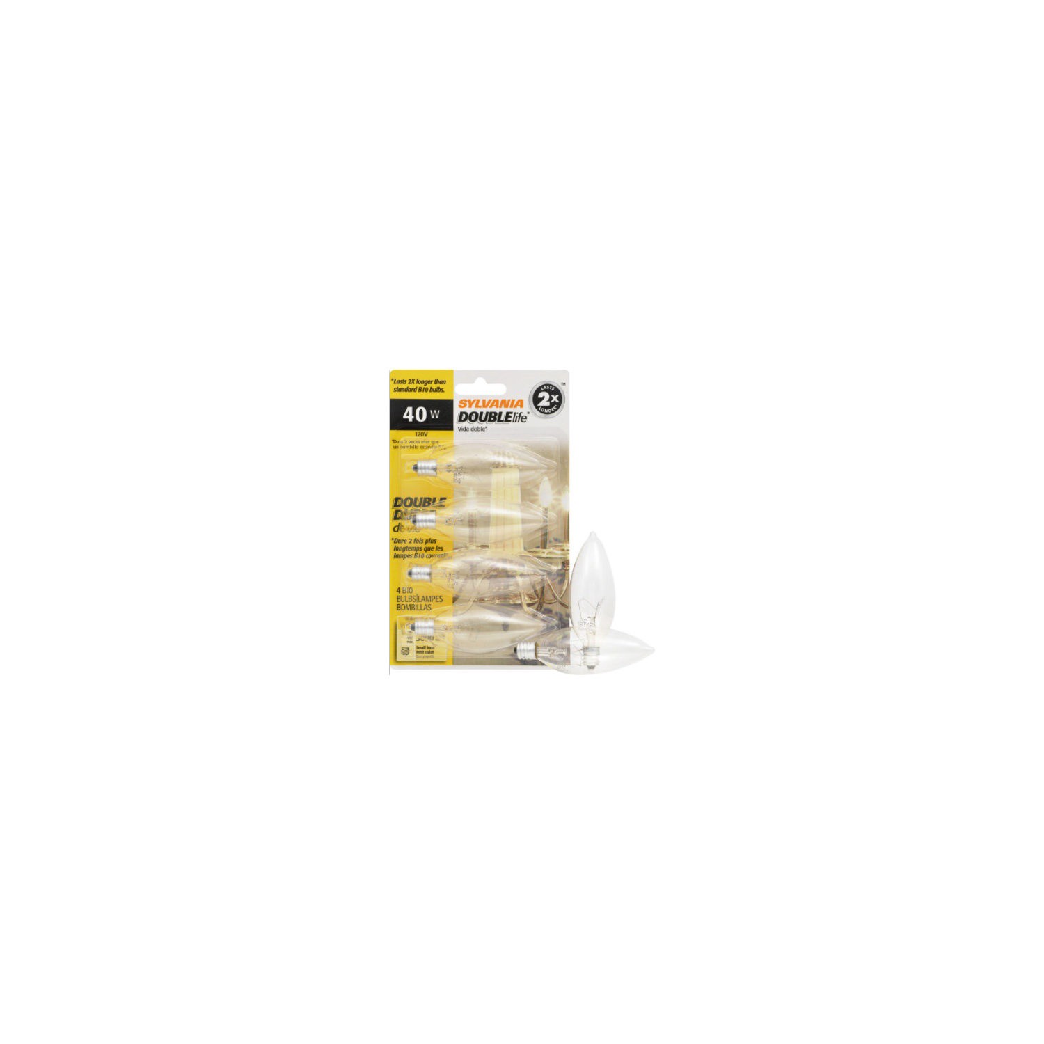 slide 1 of 1, Sylvania 40 Watt Clear Candelabra-Base Bulbs, 4 ct