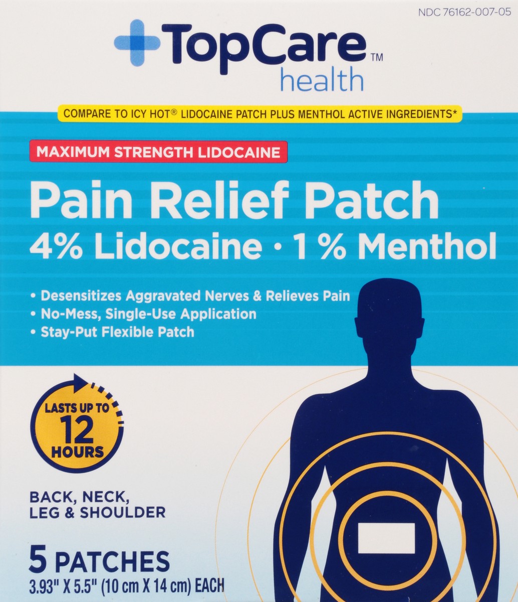 slide 3 of 14, TopCare Health Maximum Strength Lidocaine Pain Relief Patch 5 Patches, 5 ct