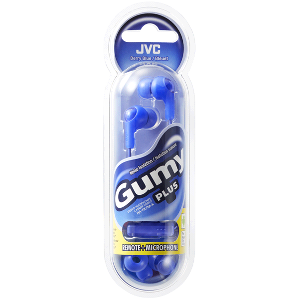 slide 1 of 2, JVC Gumy Plus Inner-Ear Headphones With Mic/Remote - Blue, 1 ct