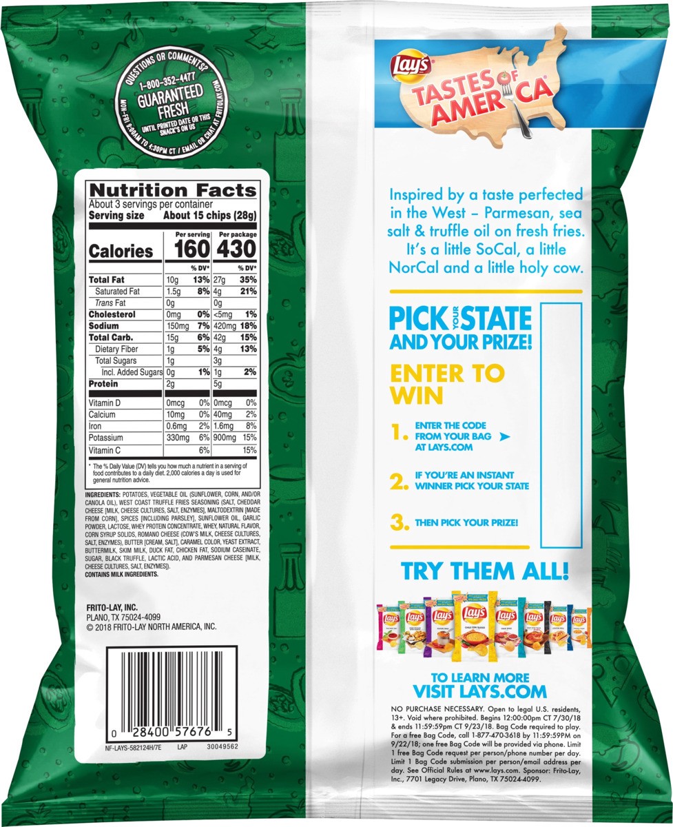 slide 3 of 5, Lay's Wavy Potato Chips West Coast Truffle Fries 2.75 Ounce Plastic Bag, 2.75 oz