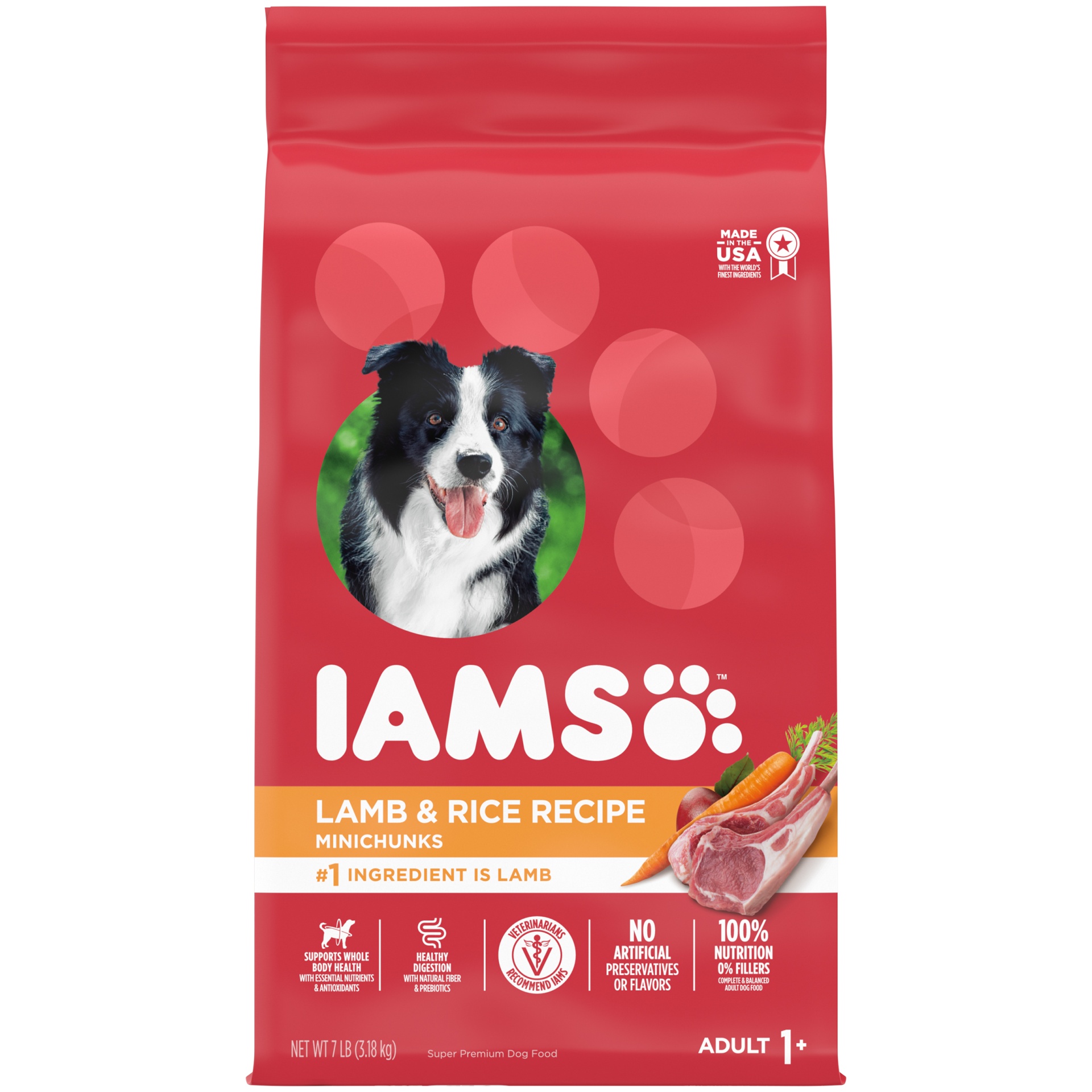 IAMS Minichunks Adult Dry Dog Food Lamb & Rice Recipe Dog Kibble 7 lb