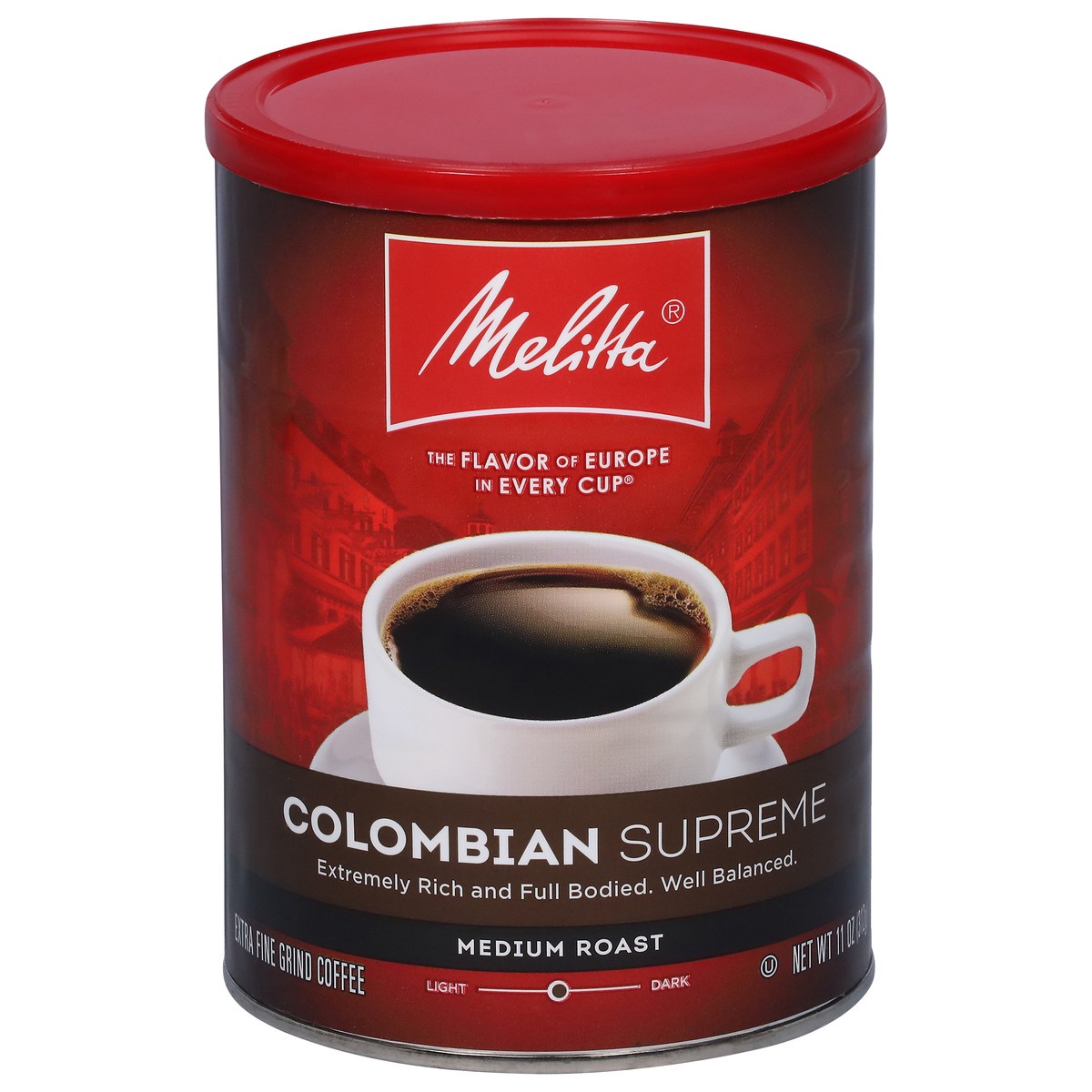 slide 1 of 1, Melitta Coffee, Extra Fine Grind, Medium Roast, Colombian Supreme, 11 oz