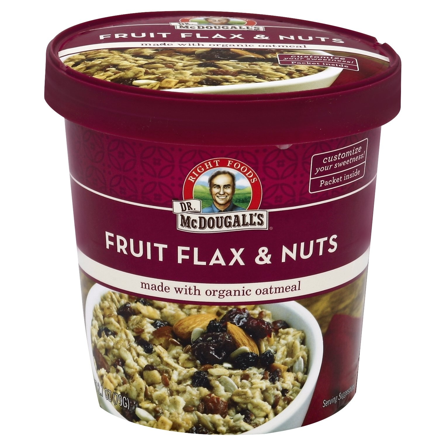 slide 1 of 3, Dr. McDougall's Fruit Flax & Nuts Superfood Hot Cereal, 2.7 oz