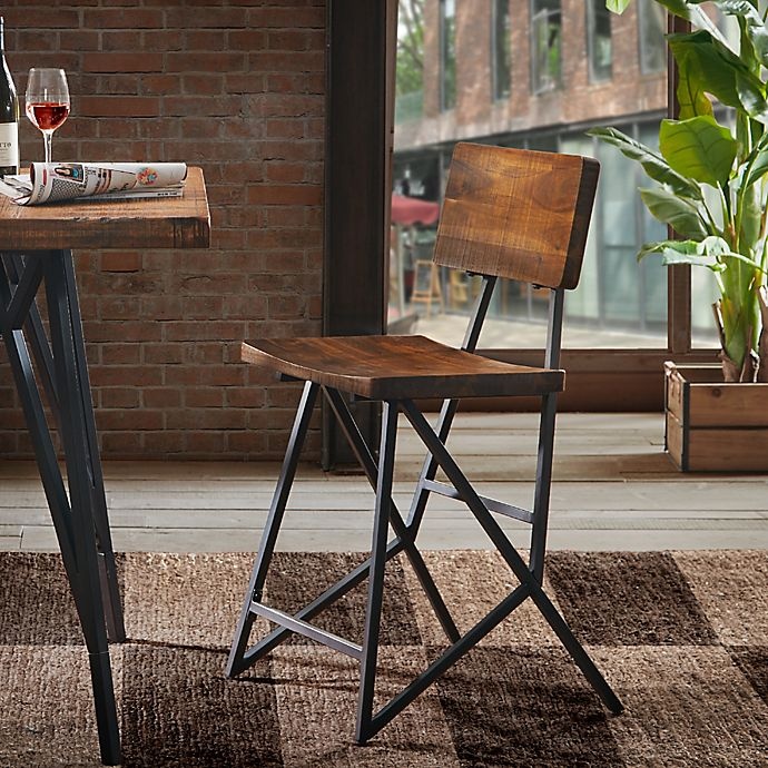 slide 2 of 3, INK+IVY Trestle Counter Stool - Reclaimed Brown/Gun Metal, 1 ct