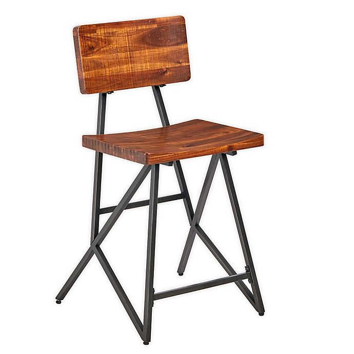 slide 1 of 3, INK+IVY Trestle Counter Stool - Reclaimed Brown/Gun Metal, 1 ct