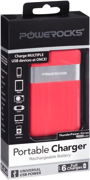 slide 1 of 1, Powerocks Portable Charger Rechargeable Battery Red, 1 ct