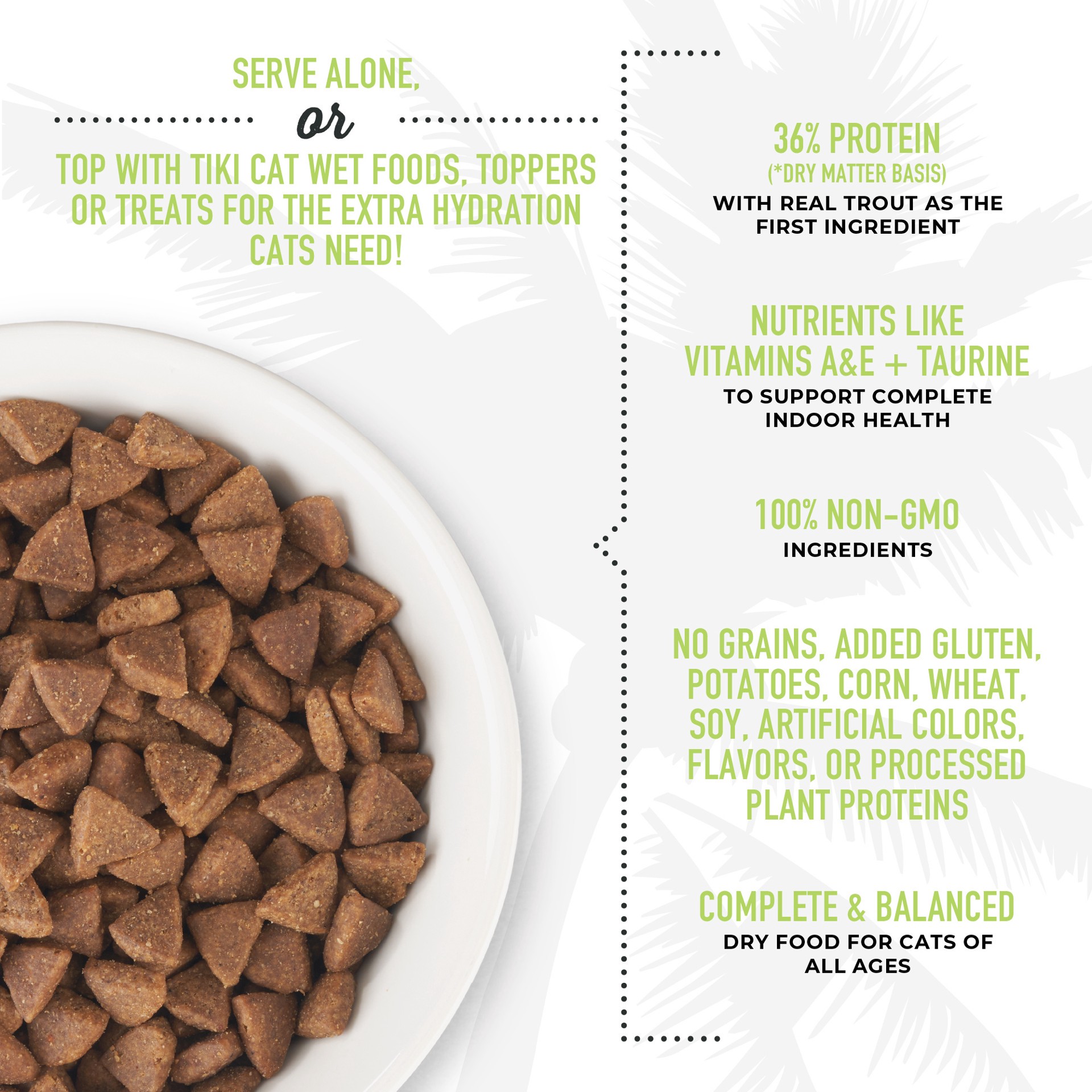 slide 3 of 9, Tiki Cat® Born Carnivore® Indoor Health Dry Cat Food - High Protein, Non-Gmo, Trout & Menhaden Fish, 3 lb