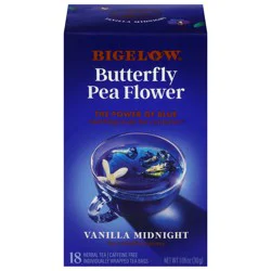 Bigelow Caffeine Free Butterfly Pea Flower Vanilla Midnight Herbal Tea - 18 Tea Bags