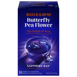 Bigelow Caffeine Free Butterfly Pea Flower Sapphire Bay Herbal Tea, 18 tea bags