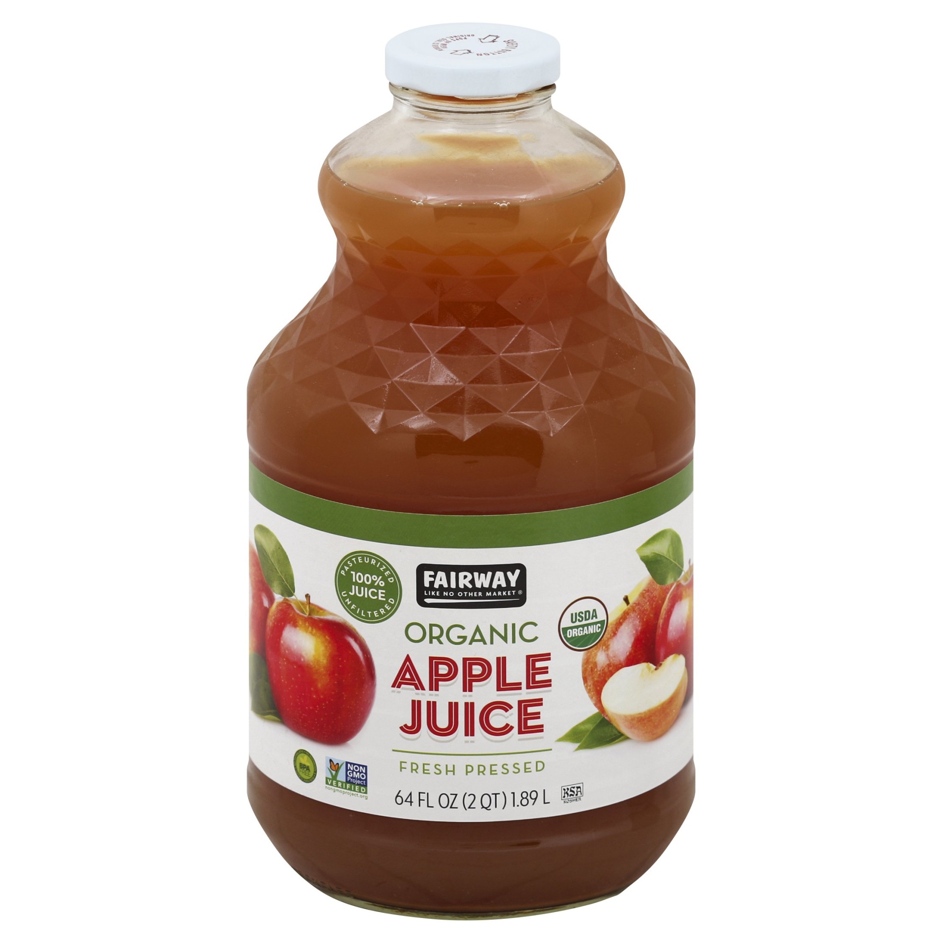slide 1 of 1, Fairway Organic Apple Juice, 1/2 gal
