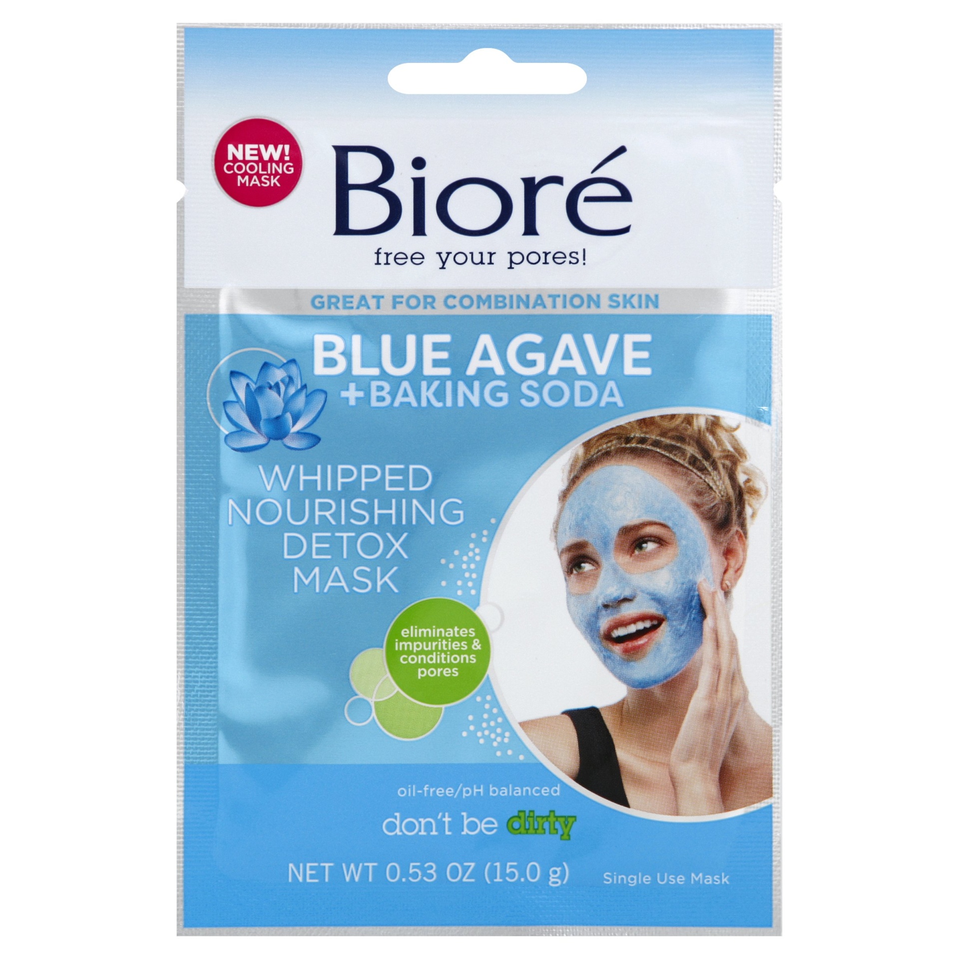 slide 1 of 1, Biore Blue Agave Baking Soda Whipped Nourishing Detox Mask, 1 ct