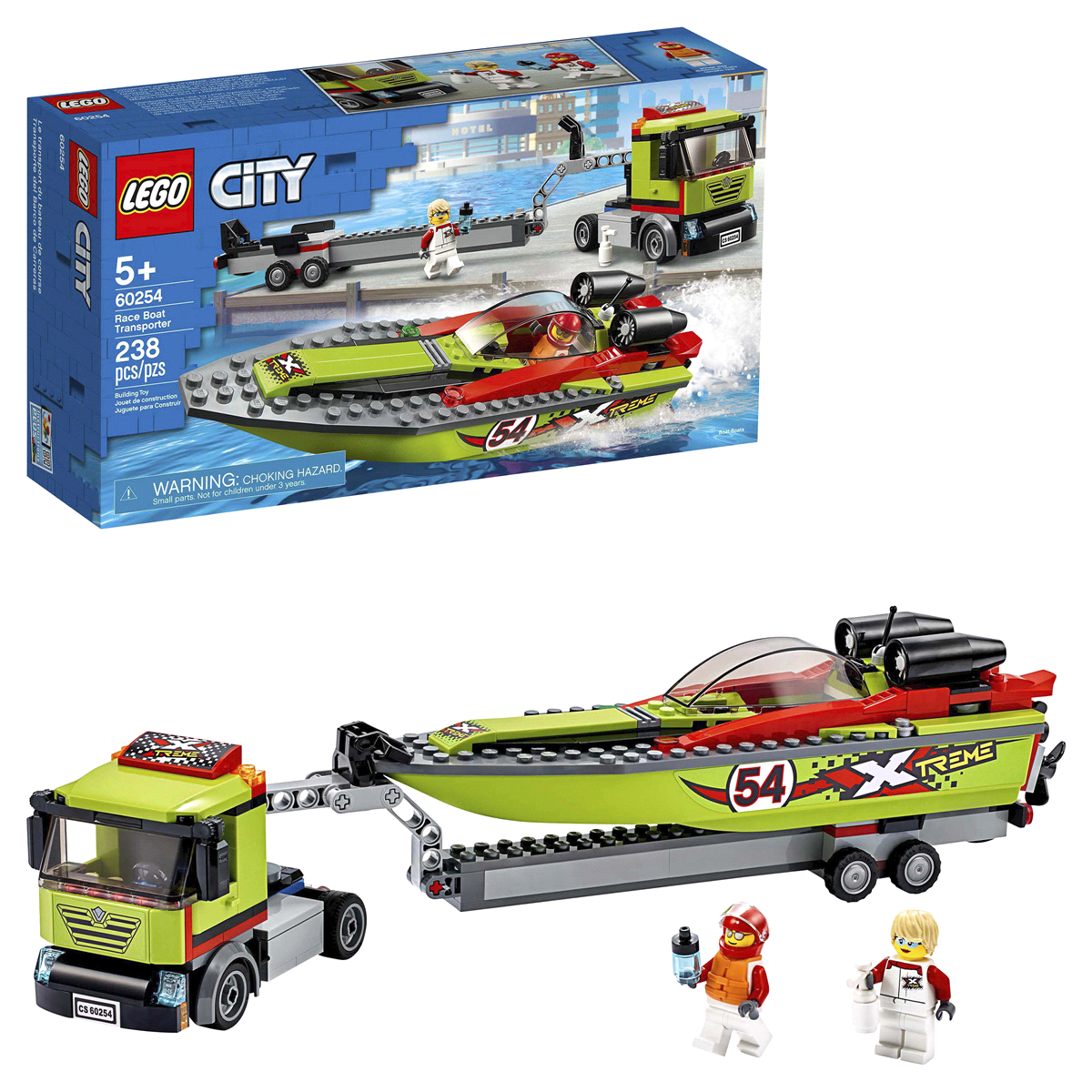 slide 1 of 7, LEGO City Race Boat Transporter 60254 Toy, 1 ct