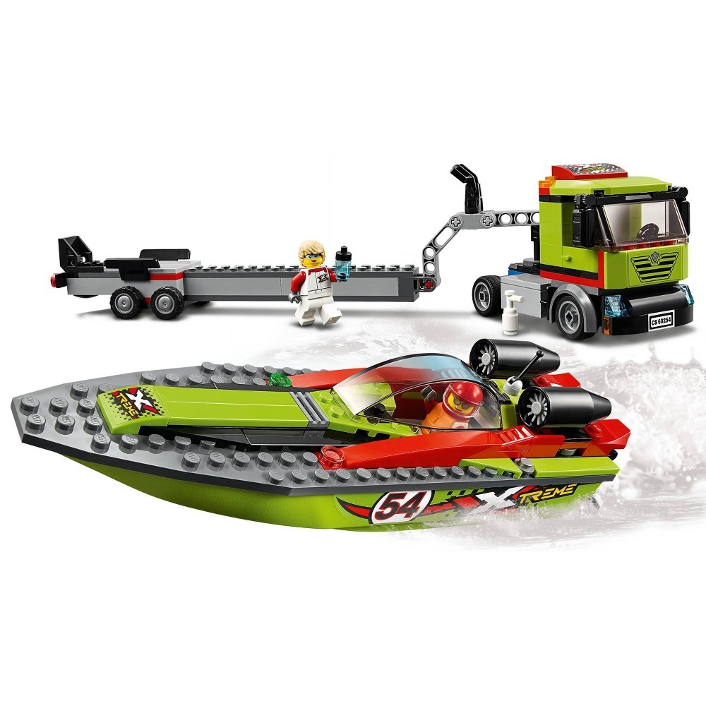 slide 5 of 7, LEGO City Race Boat Transporter 60254 Toy, 1 ct