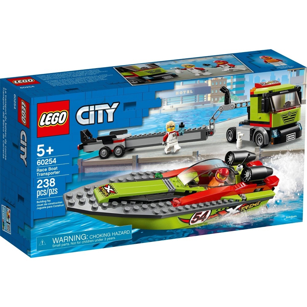 slide 6 of 7, LEGO City Race Boat Transporter 60254 Toy, 1 ct