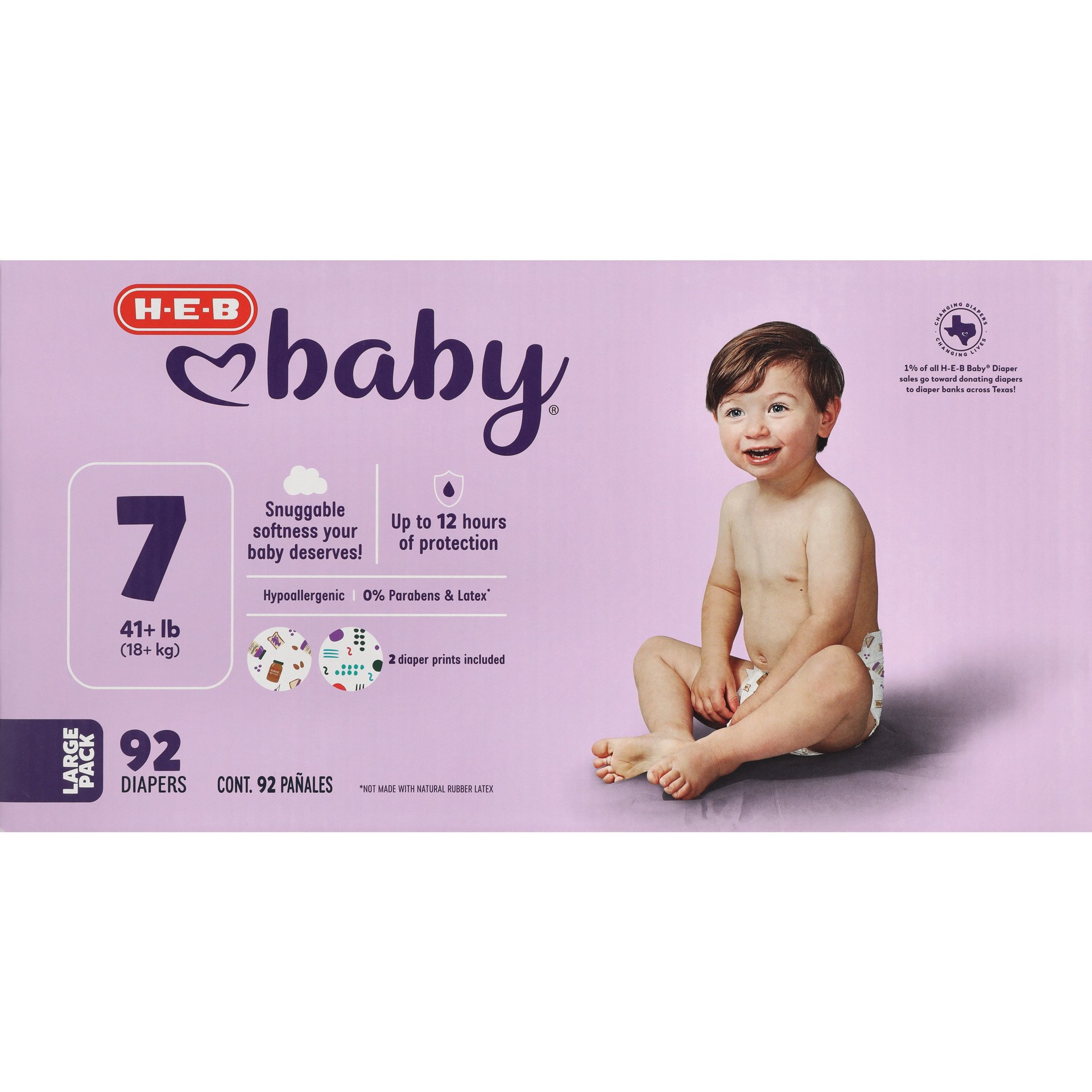 slide 1 of 1, H-E-B Baby Value Pack Diapers - Size 7, 92 ct