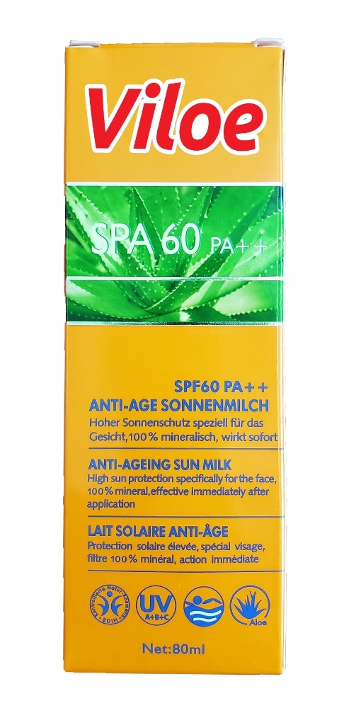 slide 1 of 1, Viloe Anti-Aging Sun Milk Spf 60 Aloe Suncreen, 2.7 fl oz