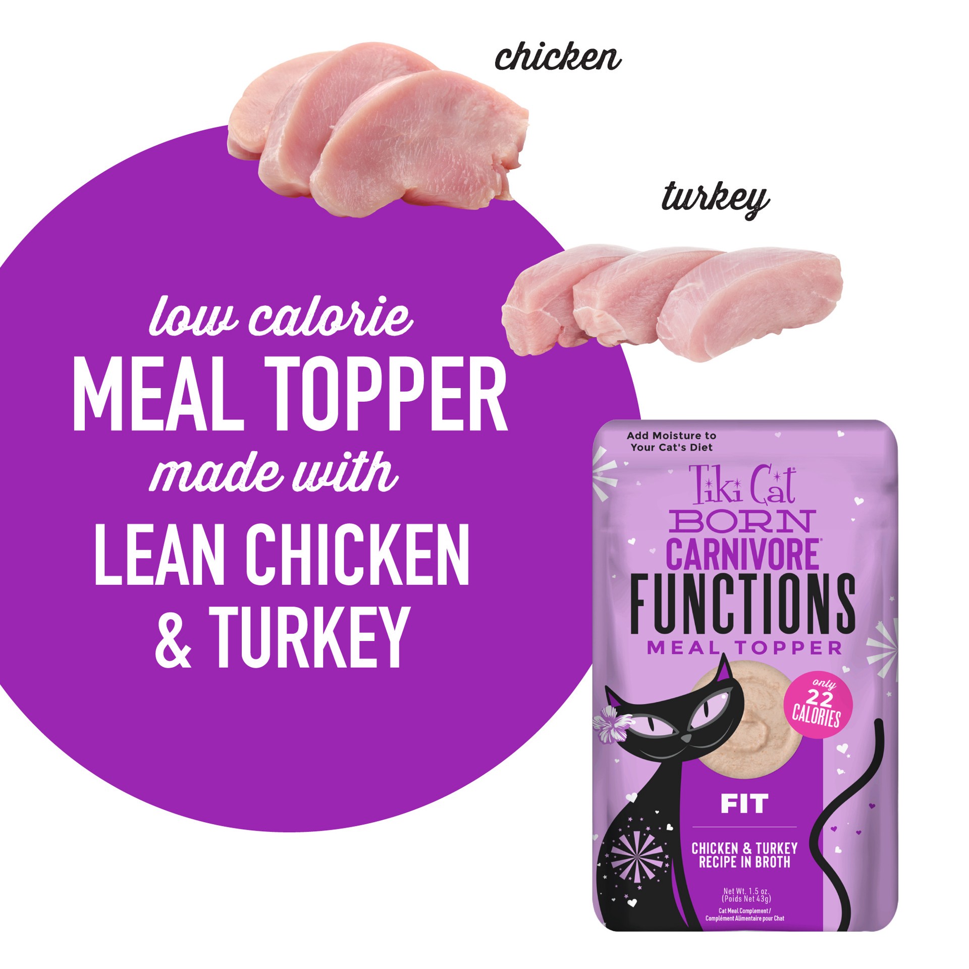 slide 6 of 9, Tiki Cat Solutions Topper, Light, Chicken & Turkey Recipe in Broth, 1.5 oz. Pouch (12 Count), 1.5 oz