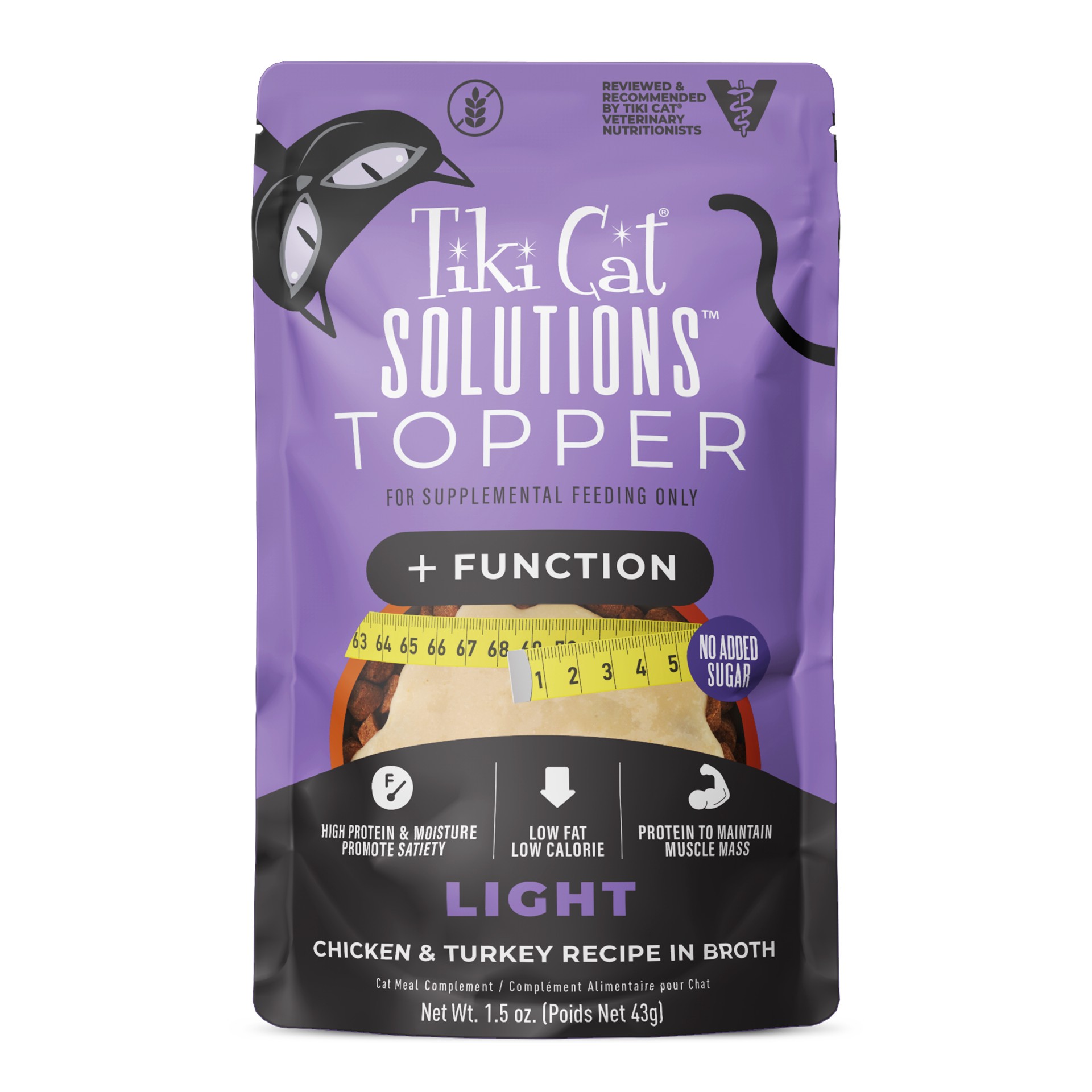 slide 1 of 9, Tiki Cat Solutions Topper, Light, Chicken & Turkey Recipe in Broth, 1.5 oz. Pouch (12 Count), 1.5 oz