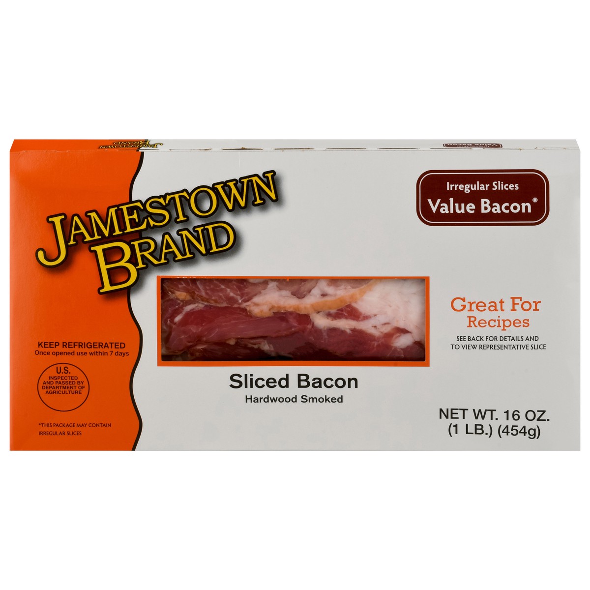 slide 1 of 13, Jamestown Sliced Hardwood Smoked Bacon 16 oz, 16 oz