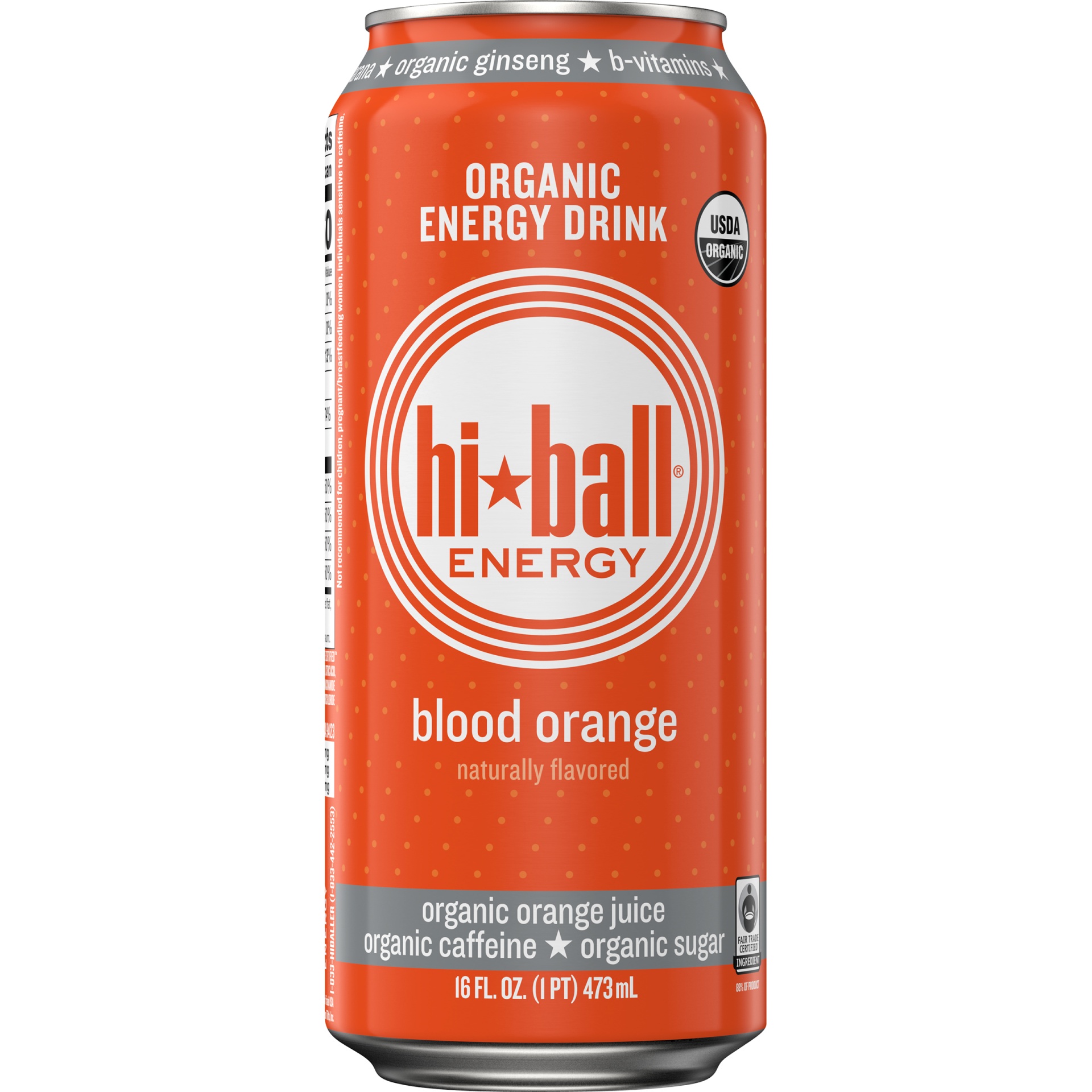 slide 1 of 1, Hiball Energy Certified Organic Energy Drink, Blood Orange, 16 fl oz