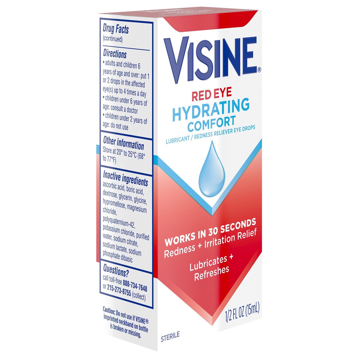slide 4 of 7, Visine Red Eye Hydrating Comfort Lubricant & Redness Reliever Eye Drops 0.5 Fl. Oz, 0.5 fl oz