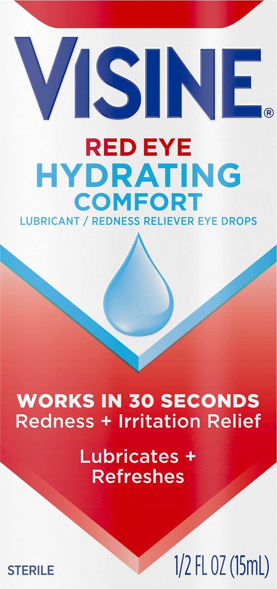 slide 6 of 7, Visine Red Eye Hydrating Comfort Lubricant & Redness Reliever Eye Drops 0.5 Fl. Oz, 0.5 fl oz