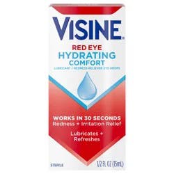 Visine Red Eye Hydrating Comfort Lubricating Eye Drops, 0.5 fl. oz