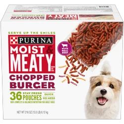 Moist & Meaty Purina Moist and Meaty Dog Food Chopped Burger Soft Dog Food Pouches