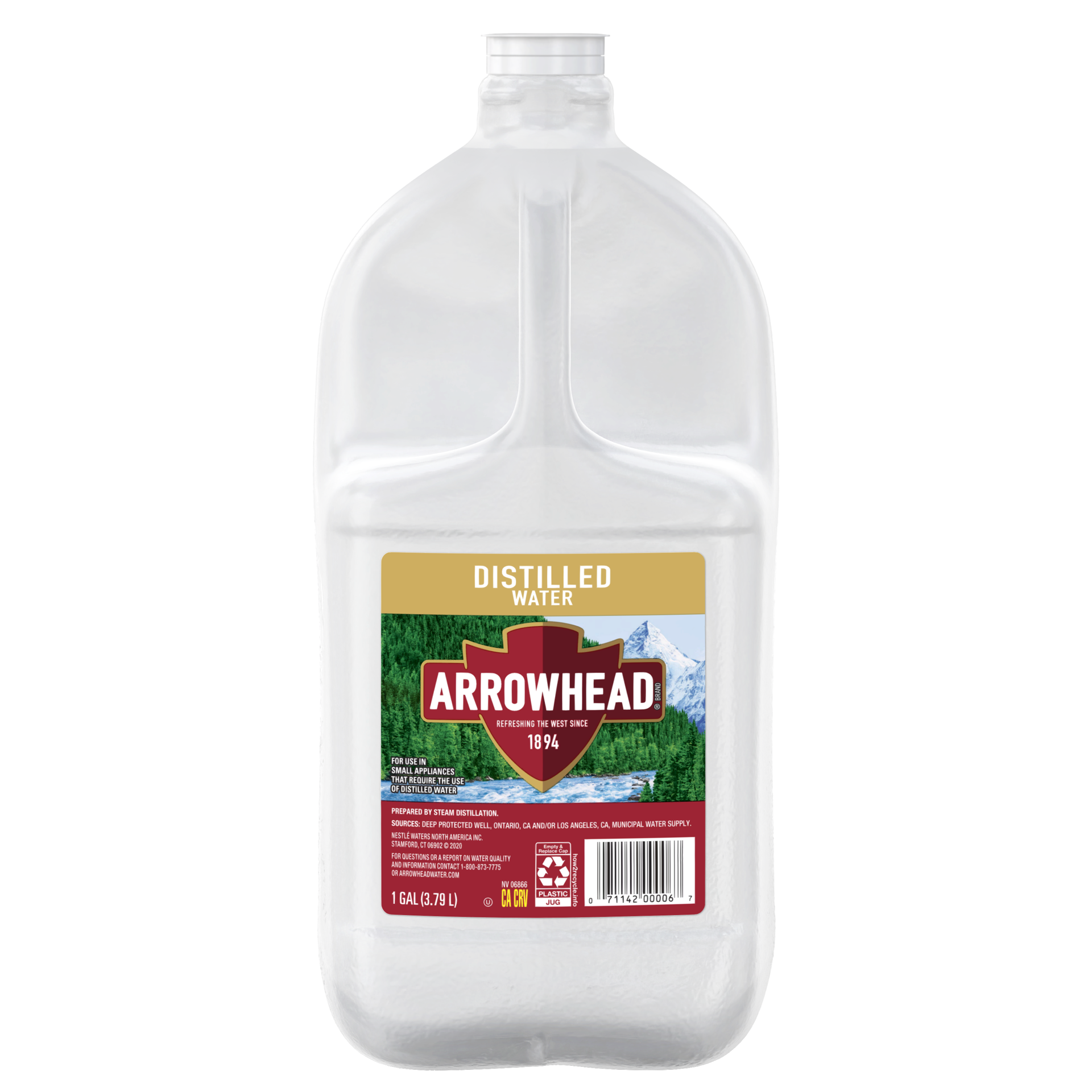 slide 1 of 4, ARROWHEAD Brand Distilled Water, 1-gallon plastic jug, 