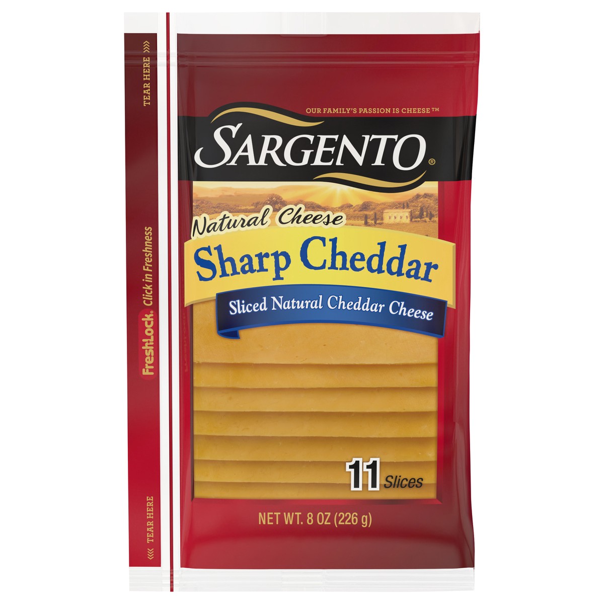 slide 1 of 5, Sargento Sliced Sharp Natural Cheddar Cheese, 8 oz., 11 slices, 8 oz