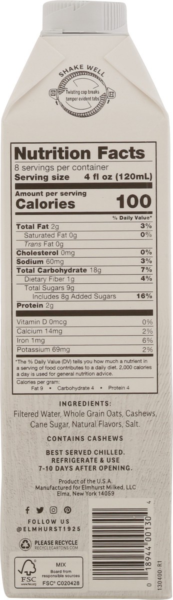 slide 6 of 12, Elmhurst Oat & Cashew Vanilla Lavender Botanical Blend 32 fl oz, 32 fl oz