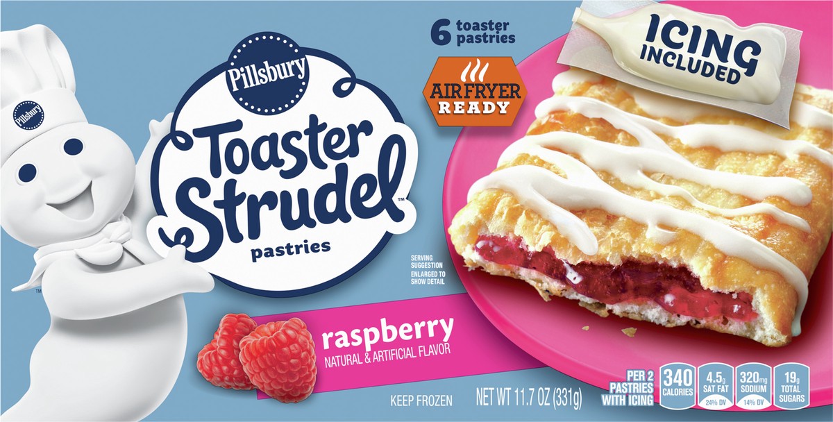 slide 3 of 13, Pillsbury Toaster Strudel Pastries, Raspberry, 6 ct, 11.7 oz, 6 ct