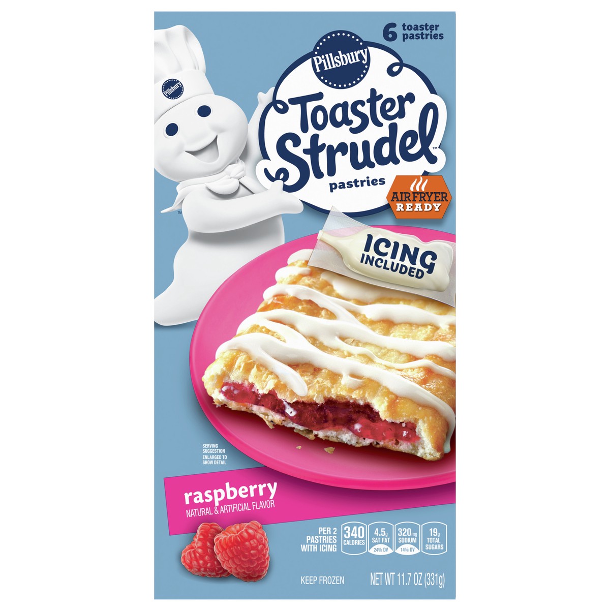 slide 1 of 13, Pillsbury Toaster Strudel Pastries, Raspberry, 6 ct, 11.7 oz, 6 ct