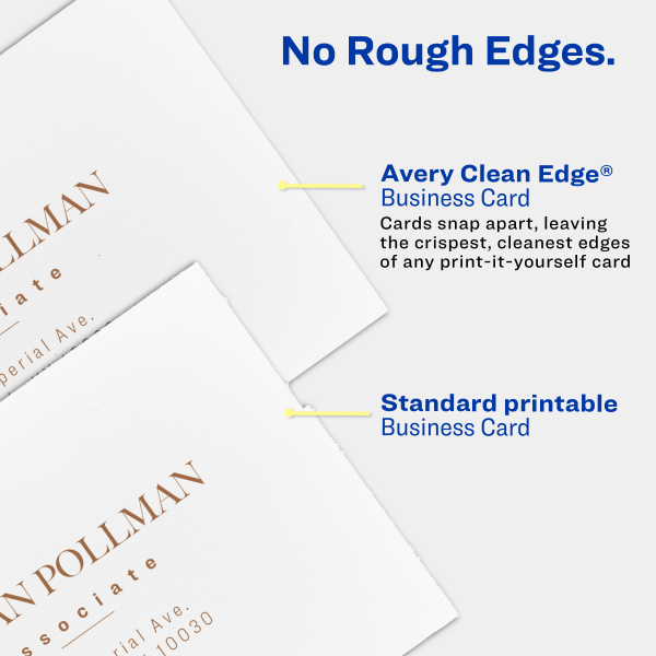 slide 6 of 8, Avery Inkjet Two-Sided Printable Clean Edge Business Cards - White, 200 ct