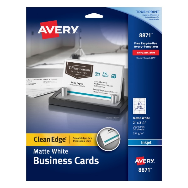 slide 1 of 6, Avery Inkjet Two-Sided Printable Clean Edge Business Cards - White, 200 ct