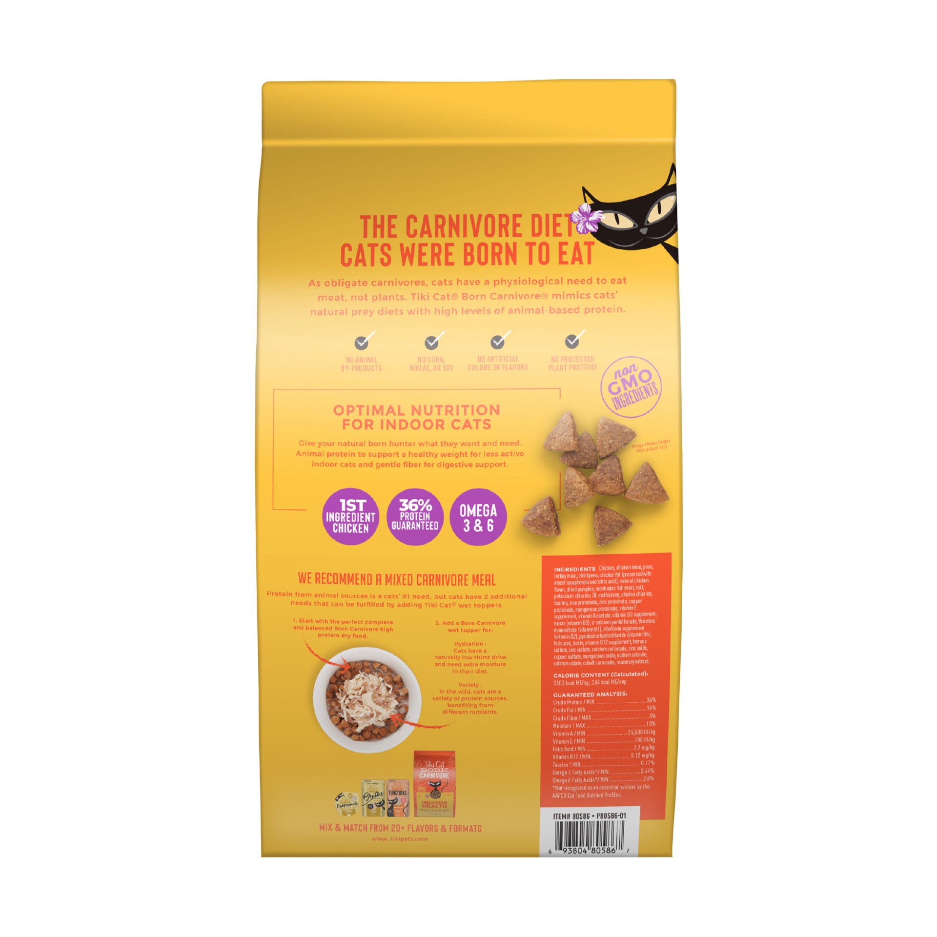 slide 4 of 9, Tiki Cat Born Carnivore Indoor Health Chicken & Turkey Meal Dry Cat Food, 3 lbs., 3 lb