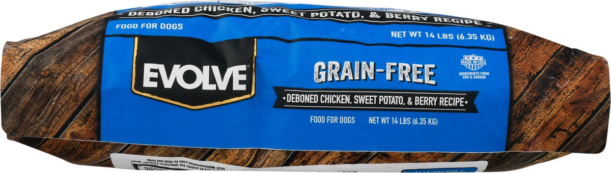 slide 6 of 13, Evolve Food for Dogs, Grain-Free, Deboned Chicken, Sweet Potato, & Berry Recipe, Super Premium, 14 lb