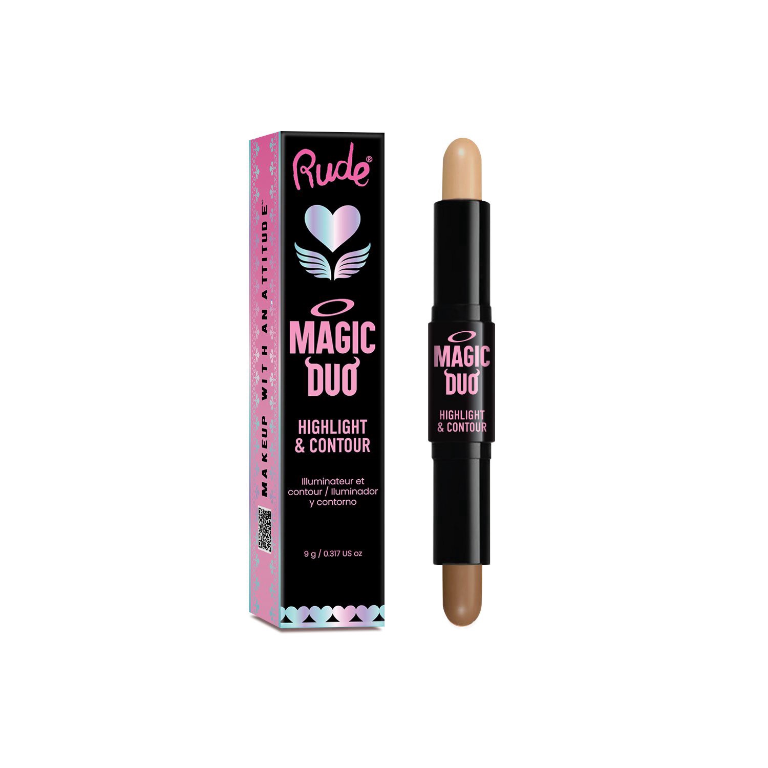 slide 1 of 1, Rude Cosmetics Magic Duo Highlight & Contour - Medium, 1 ct