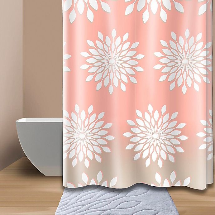 slide 1 of 1, Splash Extra-Wide Medina Floral Shower Curtain - Coral/White, 1 ct