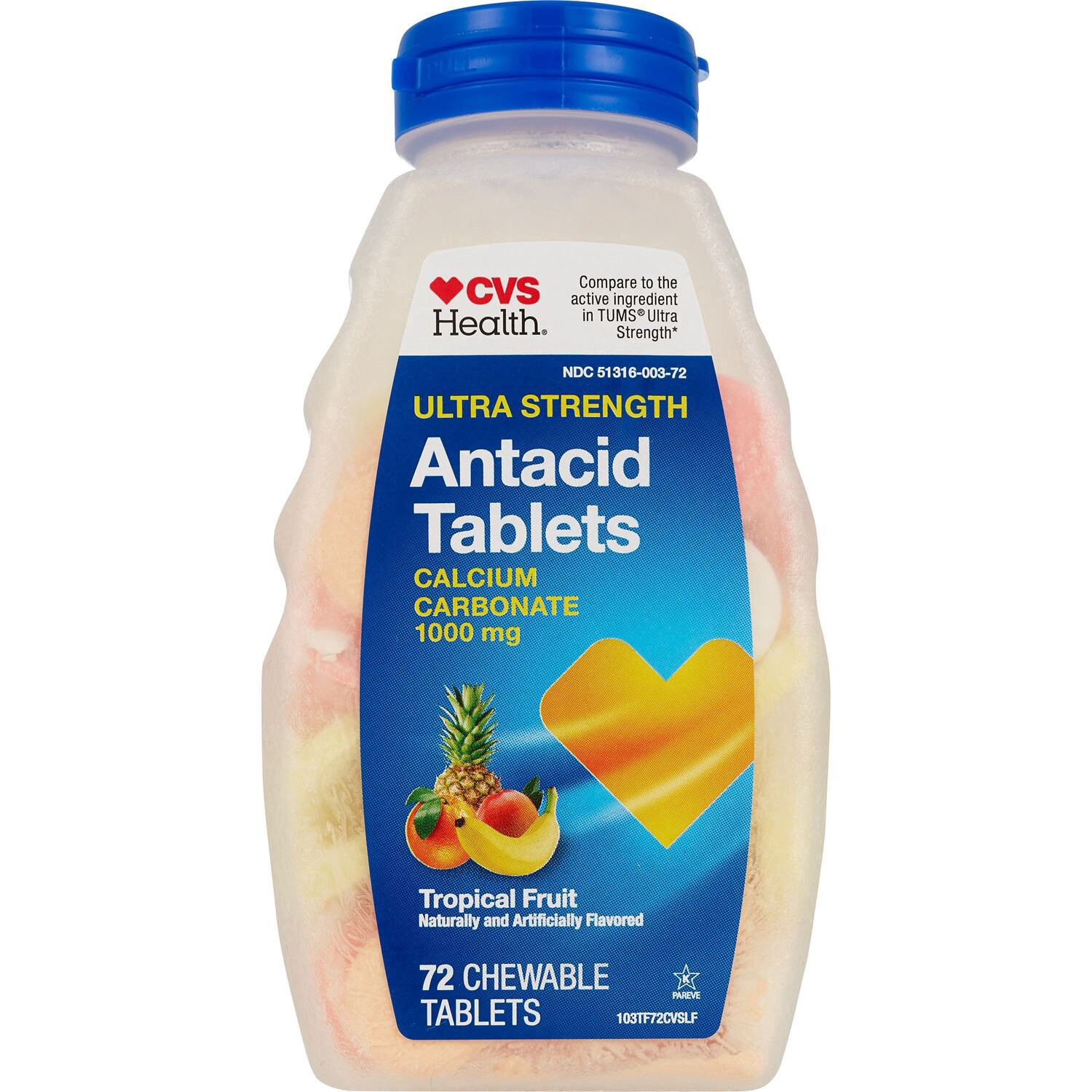 slide 1 of 1, Cvs Health Antacid Chewable Tablets, Tropical Fruit, 72 Ct, 72 ct