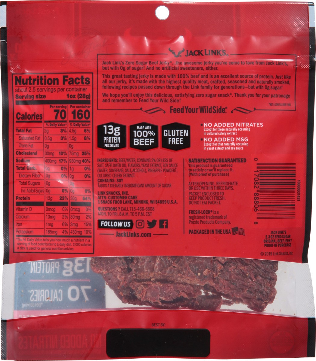 slide 5 of 9, Jack Link's Zero Sugar Original Beef Jerky 2.3 oz, 2.3 oz