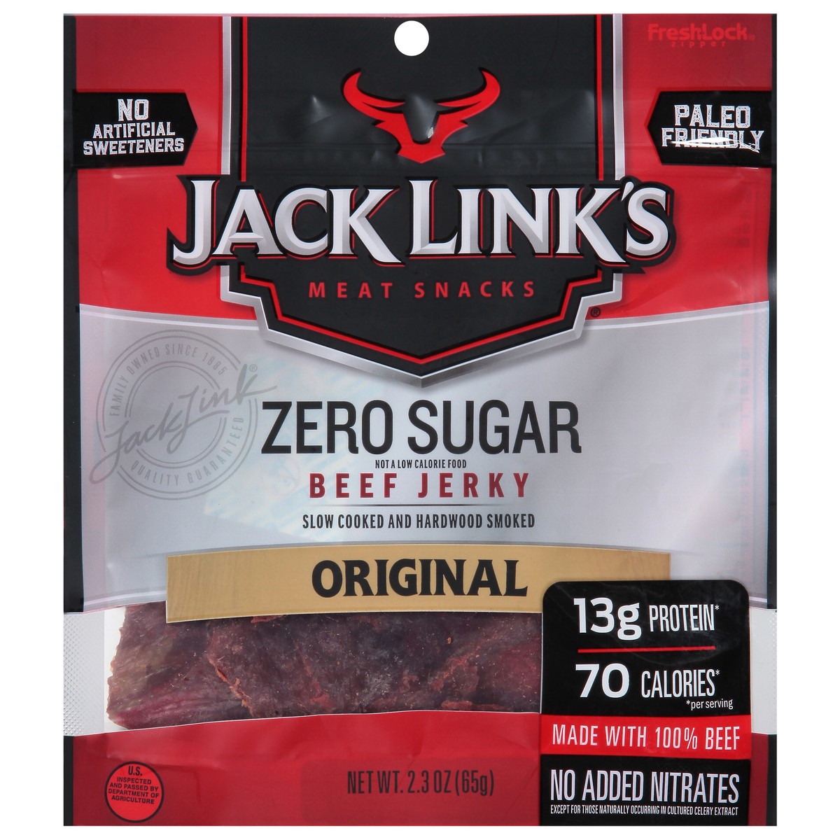 slide 1 of 9, Jack Link's Zero Sugar Original Beef Jerky 2.3 oz, 2.3 oz