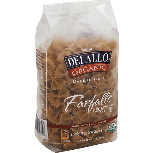 slide 2 of 2, DeLallo Organic Whole Wheat Farfalle, 16 oz