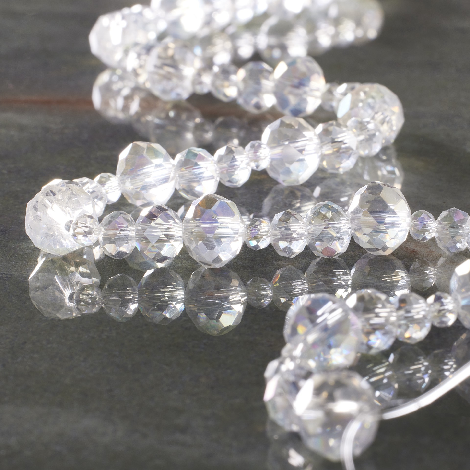 slide 3 of 3, Clear Faceted Glass Rondel Beads By Bead Landing, 3mm-8mm