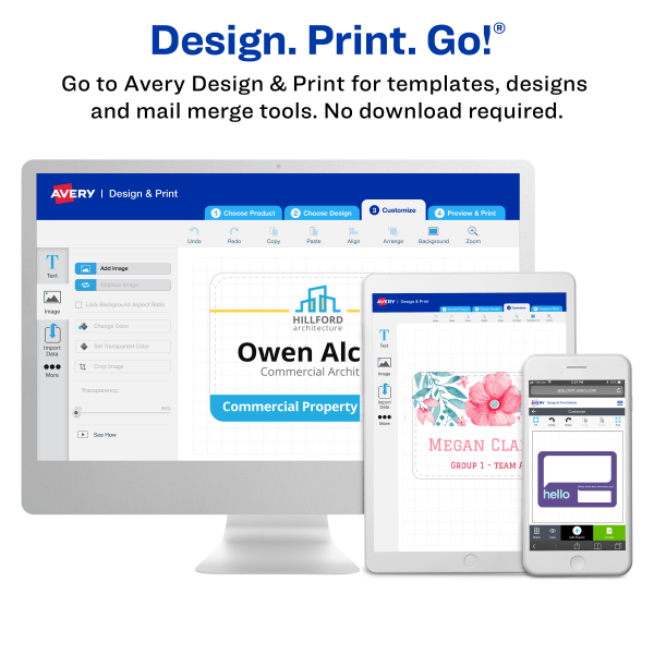 slide 8 of 8, Avery Pin Style Name Badge Kits, Business Card Size, 100 ct; 2 1/4 in x 3 1/2 in