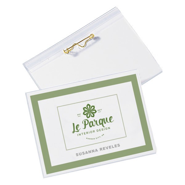 slide 2 of 8, Avery Pin Style Name Badge Kits, Business Card Size, 100 ct; 2 1/4 in x 3 1/2 in