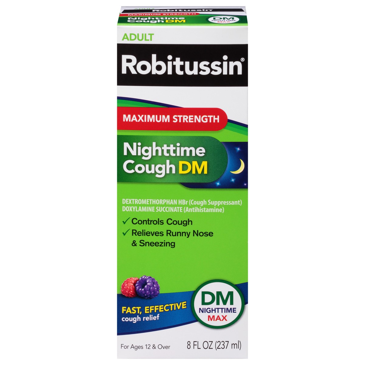 slide 1 of 63, Robitussin Maximum Strength Nighttime Cough DM Max, Adult Formula, Berry Flavor - 8 Fl Oz Bottle, 8 fl oz