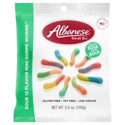 Albanese World's Best Sour 12 Flavor Mini Gummi Worms - 3.5 oz